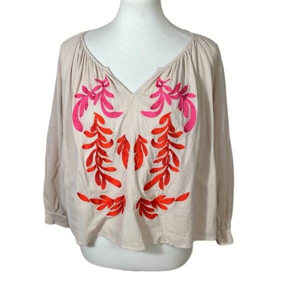 Fate Bright Boho Embroidered Cotton Gauze Blouse Size S - Picture 1 of 9